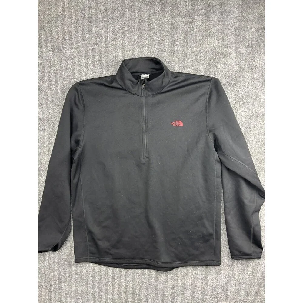 The North Face Sweatshirt‎ Mens XL Black 1/4 Zip Fleece Pullover Thermal Logo